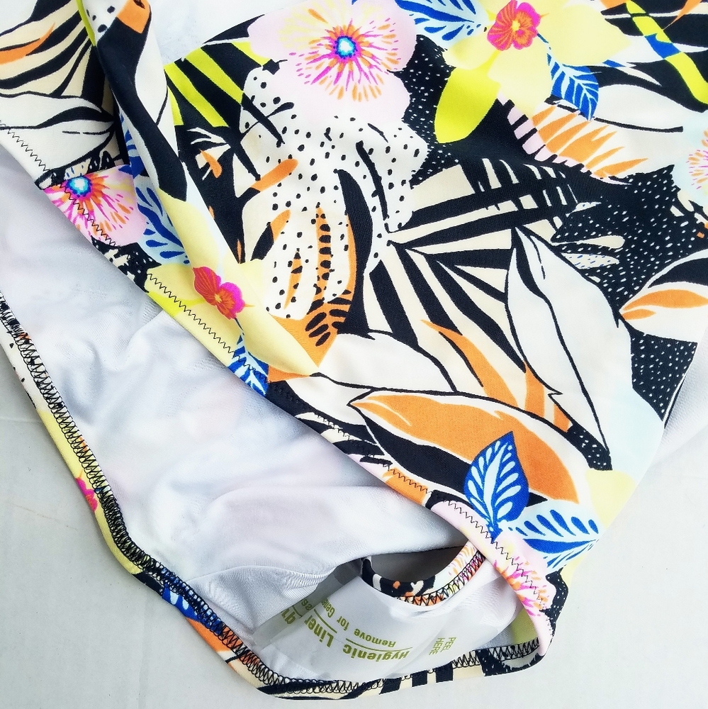Old Navy One-Shoulder Side-Cutout One-Piece Tropical Print Swimsuit Size XL - Picture 7 of 10